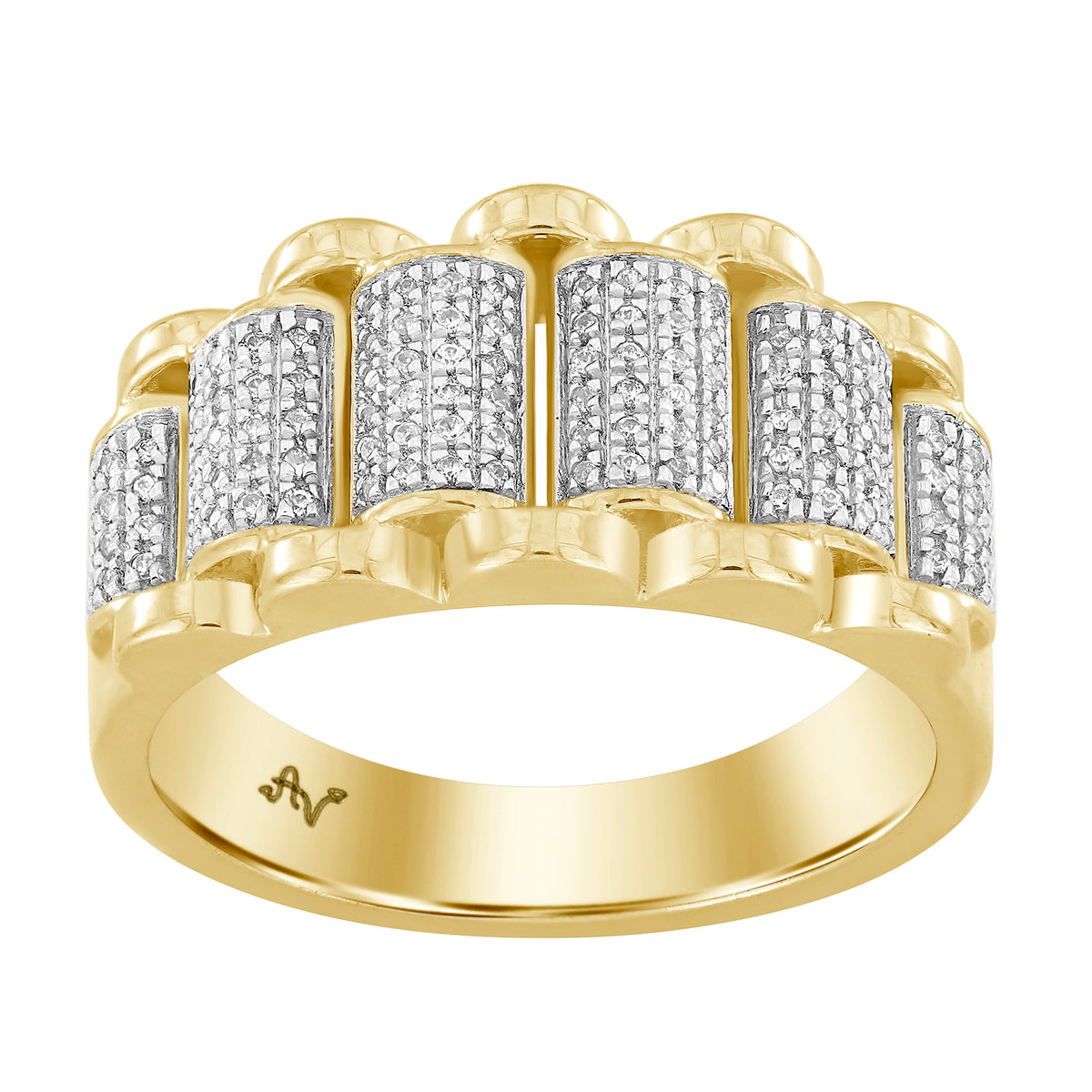 MEN'S RING 0.33CT ROUND DIAMOND 10K YELLOW GOLD