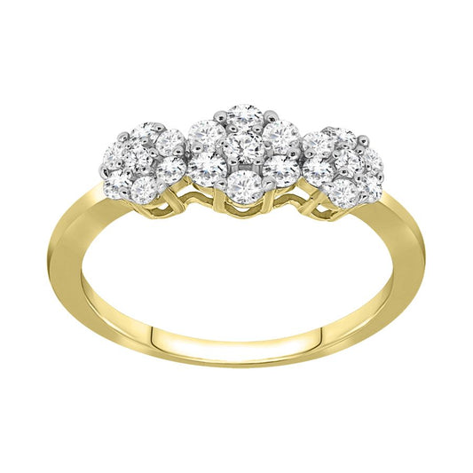 LADIES RING 0.50CT ROUND DIAMOND 10K YELLOW GOLD