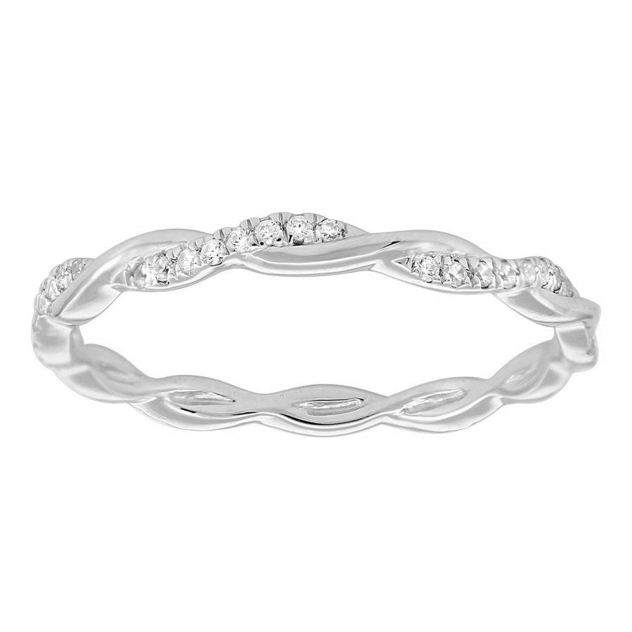 LADIES BAND 0.20CT ROUND DIAMOND 10K WHITE GOLD