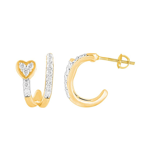 LADIES EARRINGS 0.25CT ROUND DIAMOND 10K YELLOW GOLD