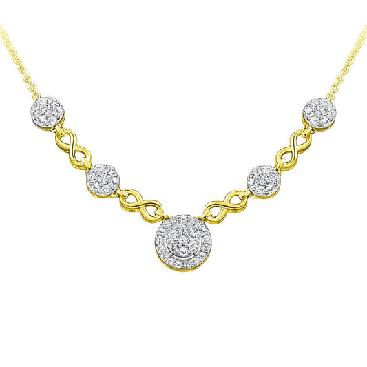 LADIES NECKLACE 1.25CT ROUND DIAMOND 14K YELLOW GOLD