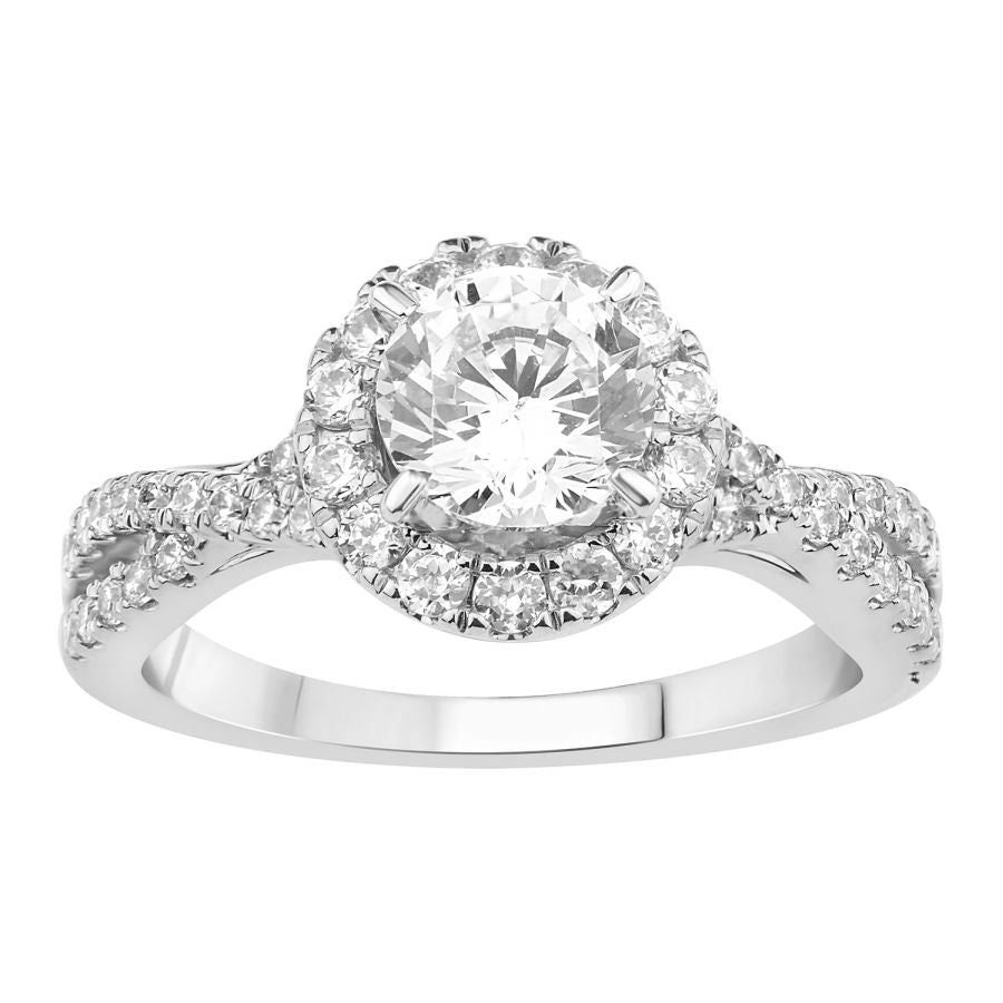 LADIES RING 0.50CT ROUND DIAMOND 14K WHITE GOLD