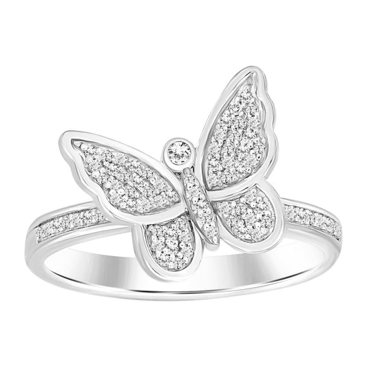 LADIES RING 0.15CT ROUND DIAMOND 10K WHITE GOLD