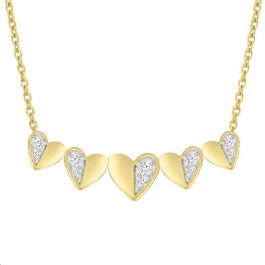 LADIES NECKLACE 0.15CT ROUND DIAMOND 10K YELLOW GOLD