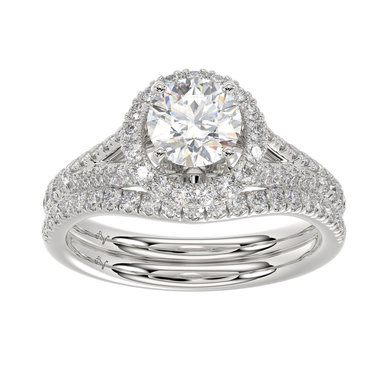 LADIES  SEMI MOUNT BRIDAL SET 0.75CT ROUND DIAMOND 14K WHITE GOLD (SI QUALITY) (CENTER STONE 1.00CT ROUND DIAMOND)