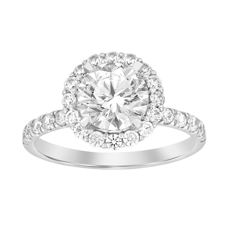 LADIES SEMI MOUNT RING 0.75CT ROUND DIAMOND 14K WHITE GOLD (CENTER STONE 1.00CT ROUND DIAMOND)