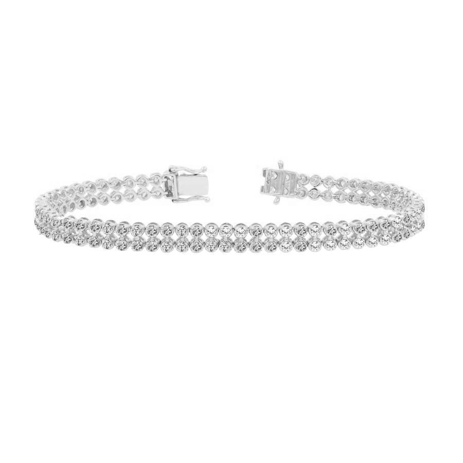 LADIES BRACELET 3.00CT ROUND DIAMOND 14K WHITE GOLD