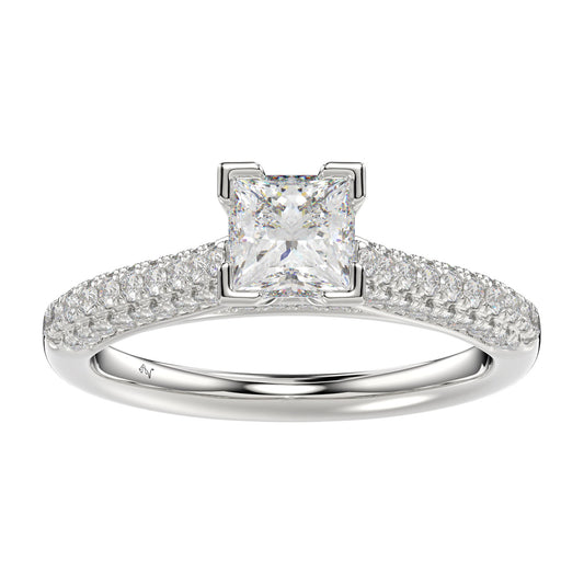 LADIES SEMI MOUNT RING 0.50CT ROUND DIAMOND 14K WHITE GOLD (SI QUALITY)