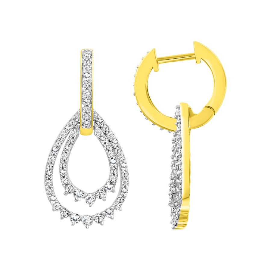 EARRINGS 1.00CT ROUND DIAMOND 14K YELLOW GOLD
