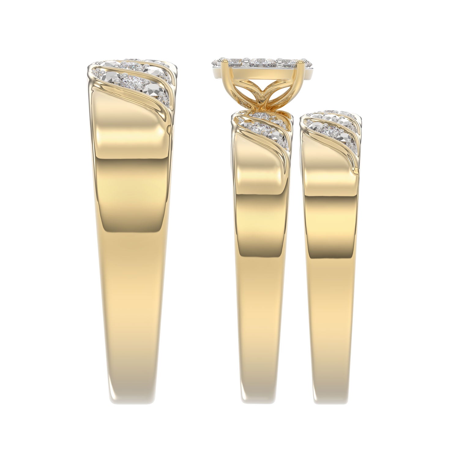 LADIES TRIOS SET 0.33CT ROUND DIAMOND 10K YELLOW GOLD