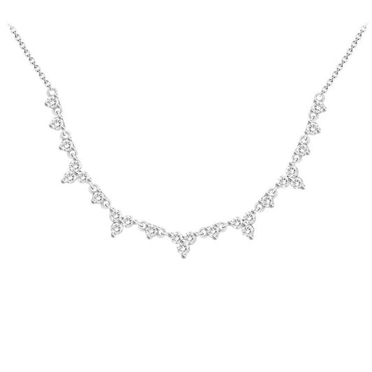 LADIES NECKLACE 0.50CT ROUND DIAMOND 14K WHITE GOLD