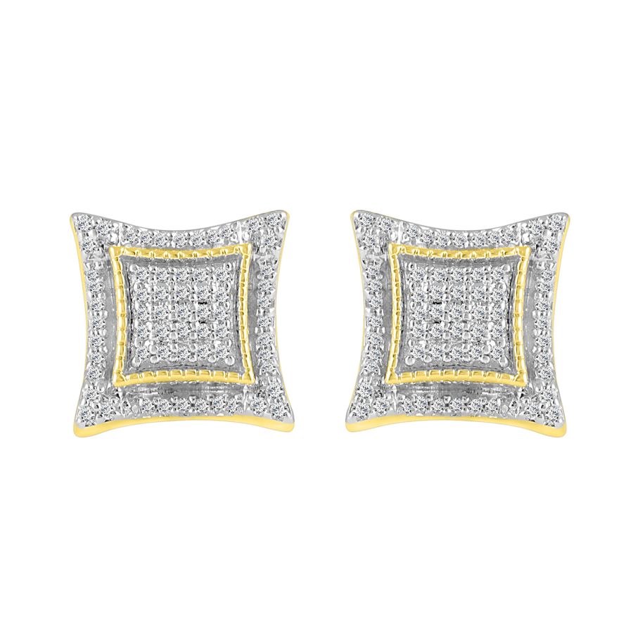 MEN'S STUD EARRINGS 0.25CT ROUND DIAMOND 10K YELLOW GOLD