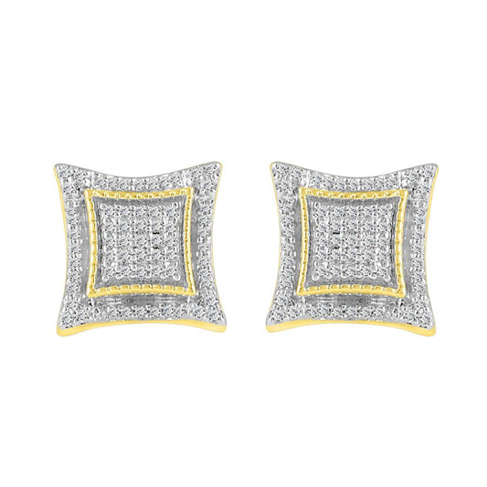 MEN'S STUD EARRINGS 0.25CT ROUND DIAMOND 10K YELLOW GOLD