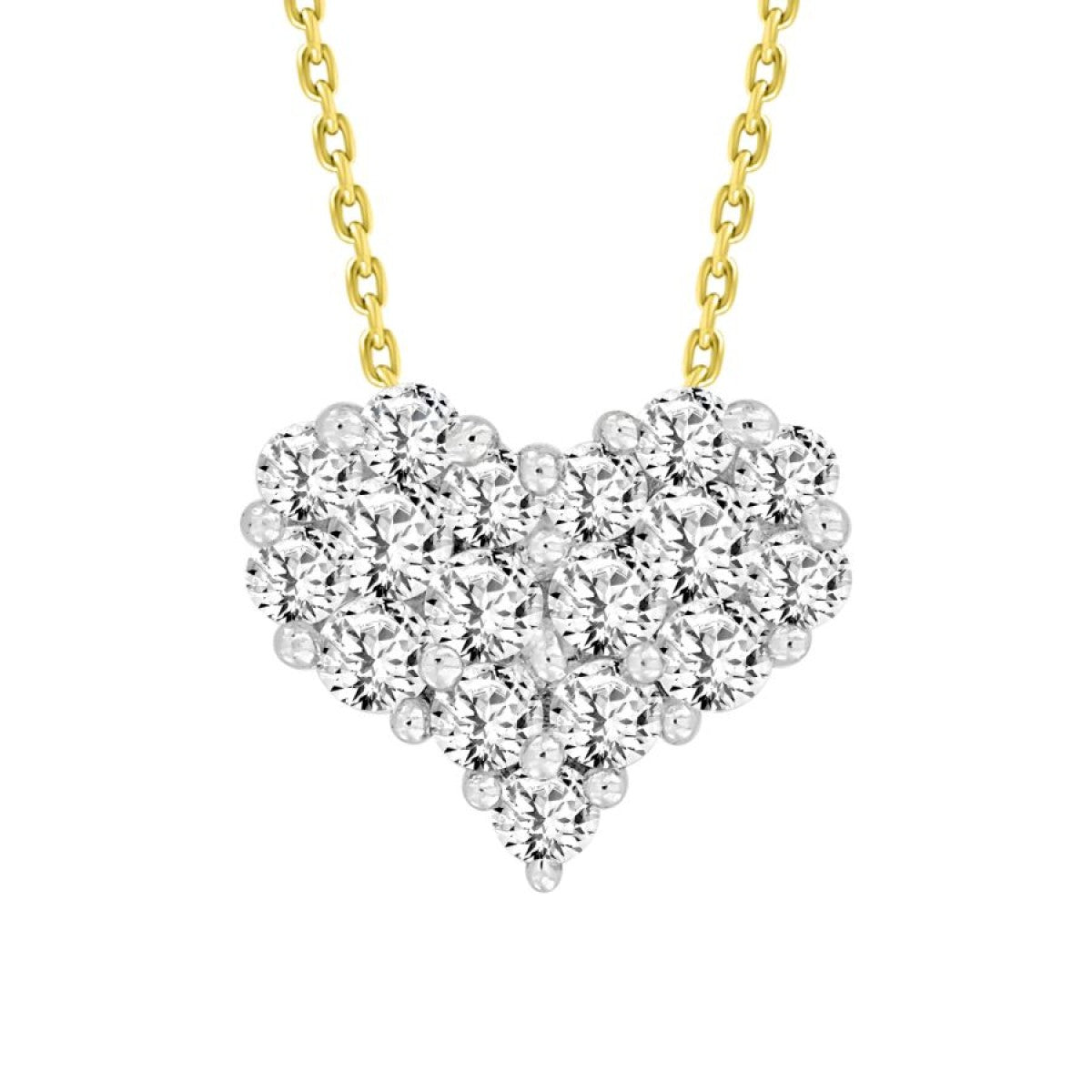 Elegant 10K Yellow Gold Diamond Heart Pendant 0.30Ct Round Diamond Pendant With Chain For Women
