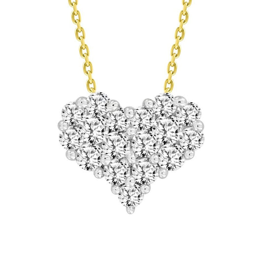 Elegant 10K Yellow Gold Diamond Heart Pendant 0.30Ct Round Diamond Pendant With Chain For Women