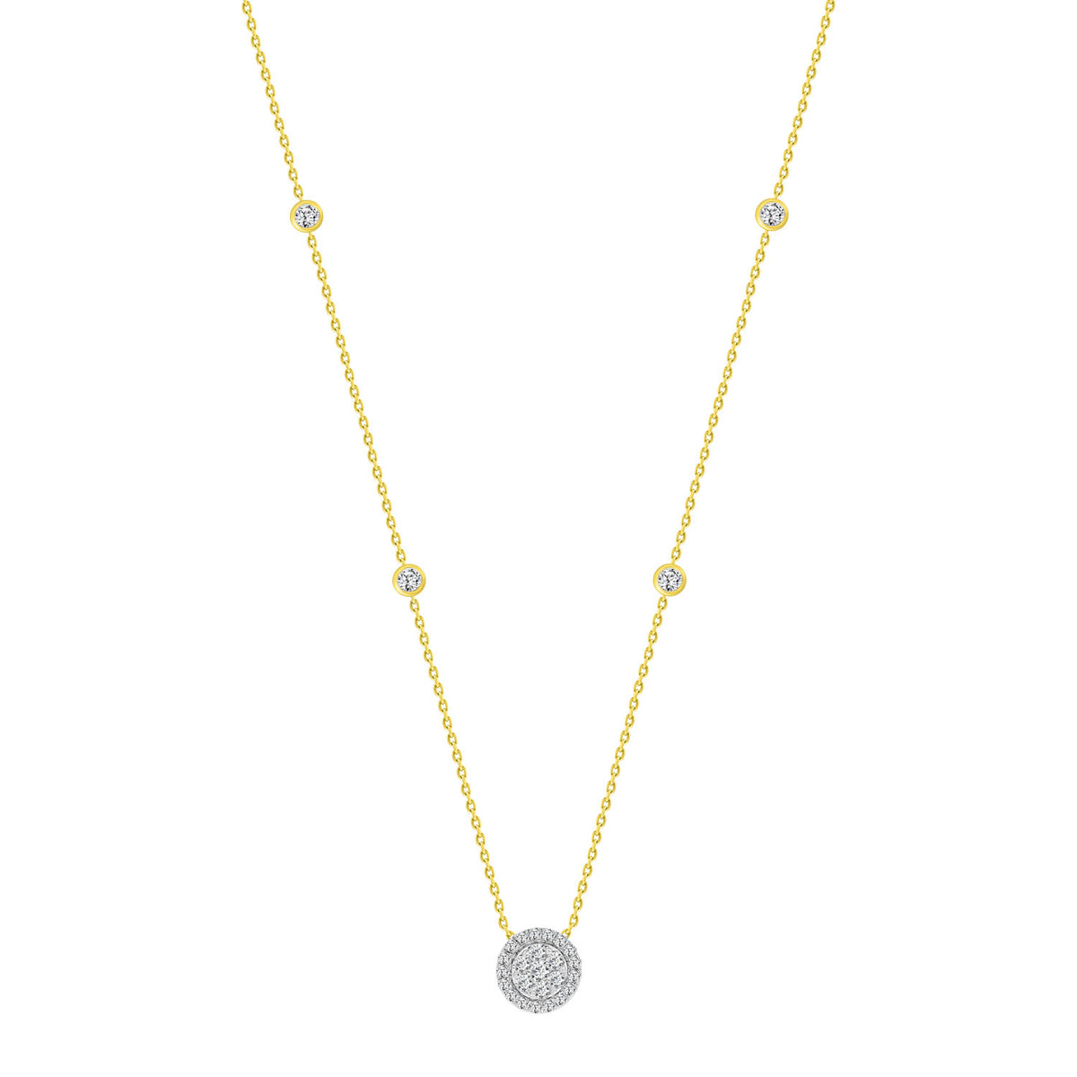 LADIES NECKLACES 0.33CT ROUND DIAMOND 14K YELLOW GOLD