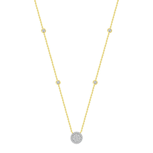 LADIES NECKLACES 0.33CT ROUND DIAMOND 14K YELLOW GOLD
