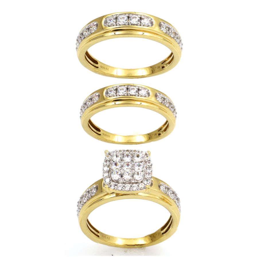 TRIOS SET 1.50CT ROUND DIAMOND 10K YELLOW GOLD