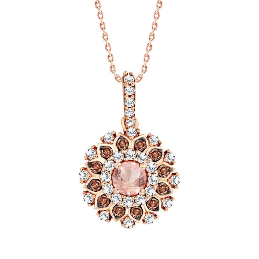 LADIES PENDANT 0.60CT ROUND DIAMOND 10K ROSE GOLD