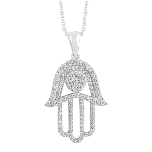LADIES PENDANT 0.50CT ROUND DIAMOND 10K WHITE GOLD