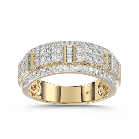 MEN'S BAND 1.00CT ROUND/BAGUETTE DIAMOND 10K YELLOW GOLD