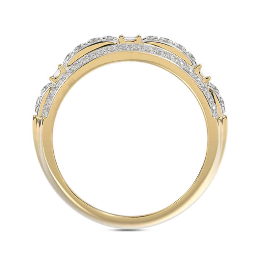 MEN'S BAND 1.00CT ROUND/BAGUETTE DIAMOND 10K YELLOW GOLD