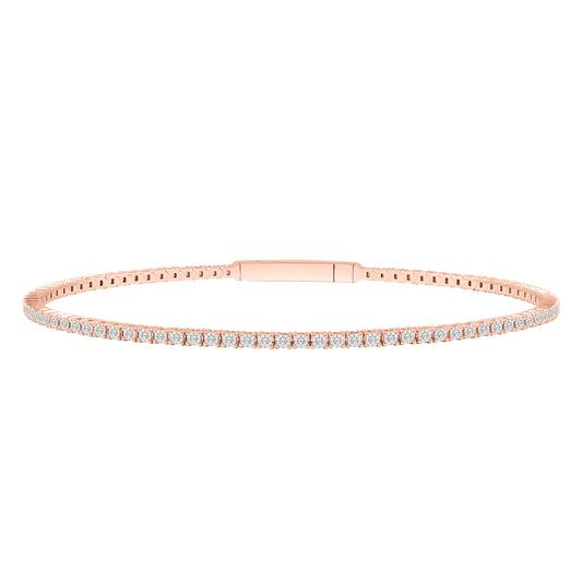 LADIES FLEXIBLE BANGLE 3.00CT ROUND DIAMOND 14K ROSE GOLD