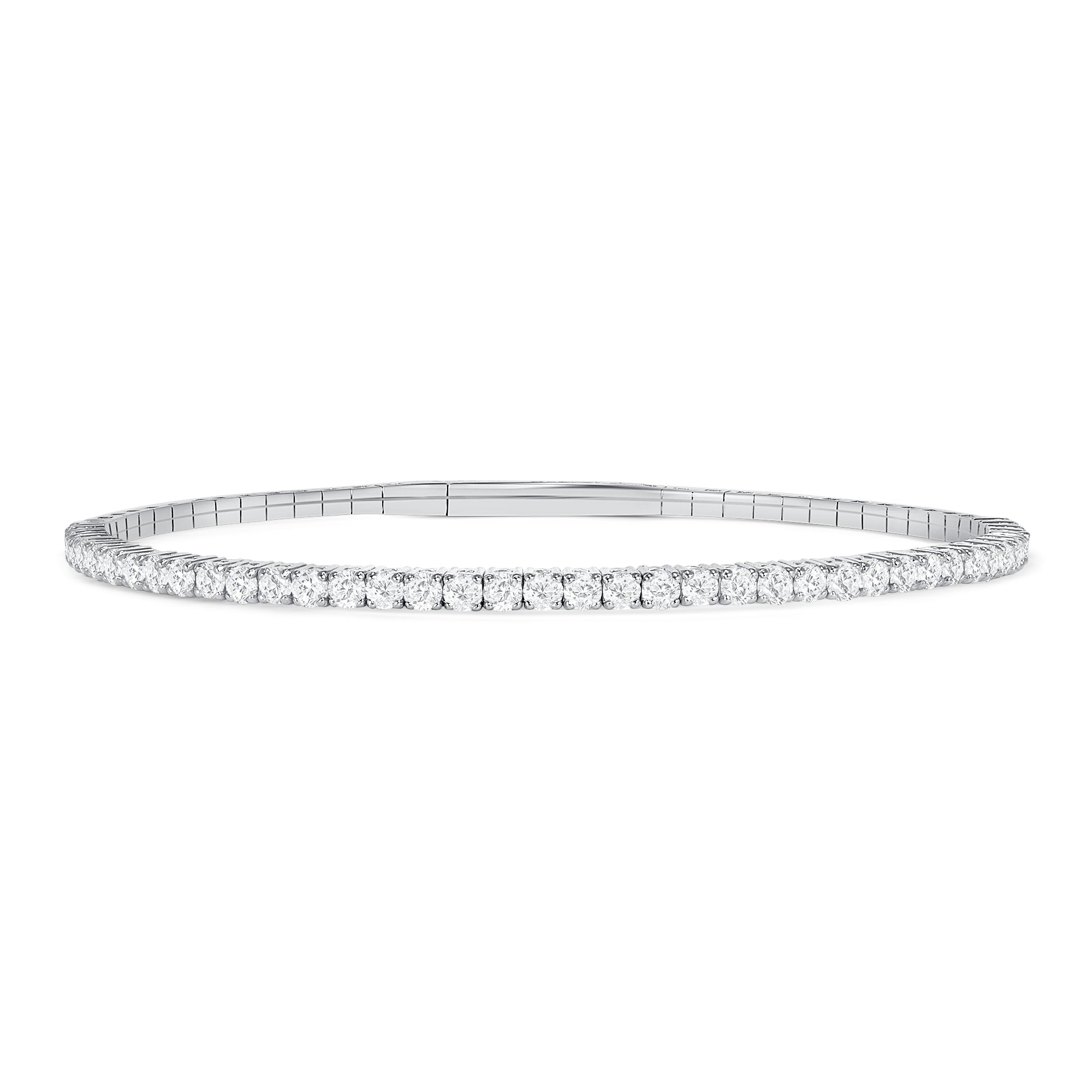 LADIES HALF FLEXIBLE BANGLE 1.00CT ROUND DIAMOND 14K WHITE GOLD