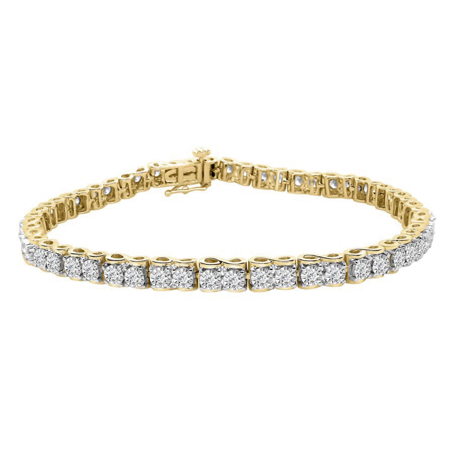 LADIES BRACELET 2.00CT ROUND DIAMOND 14K YELLOW GOLD