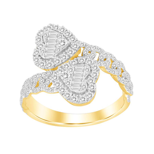 LADIES BAND 0.75CT ROUND/BAGUETTE DIAMOND 14K YELLOW GOLD (SI QUALITY)