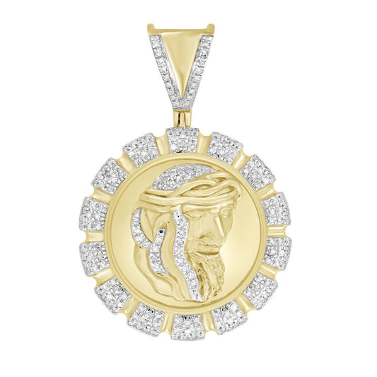 MEN'S PENDANT 0.50CT ROUND DIAMOND 10K YELLOW GOLD