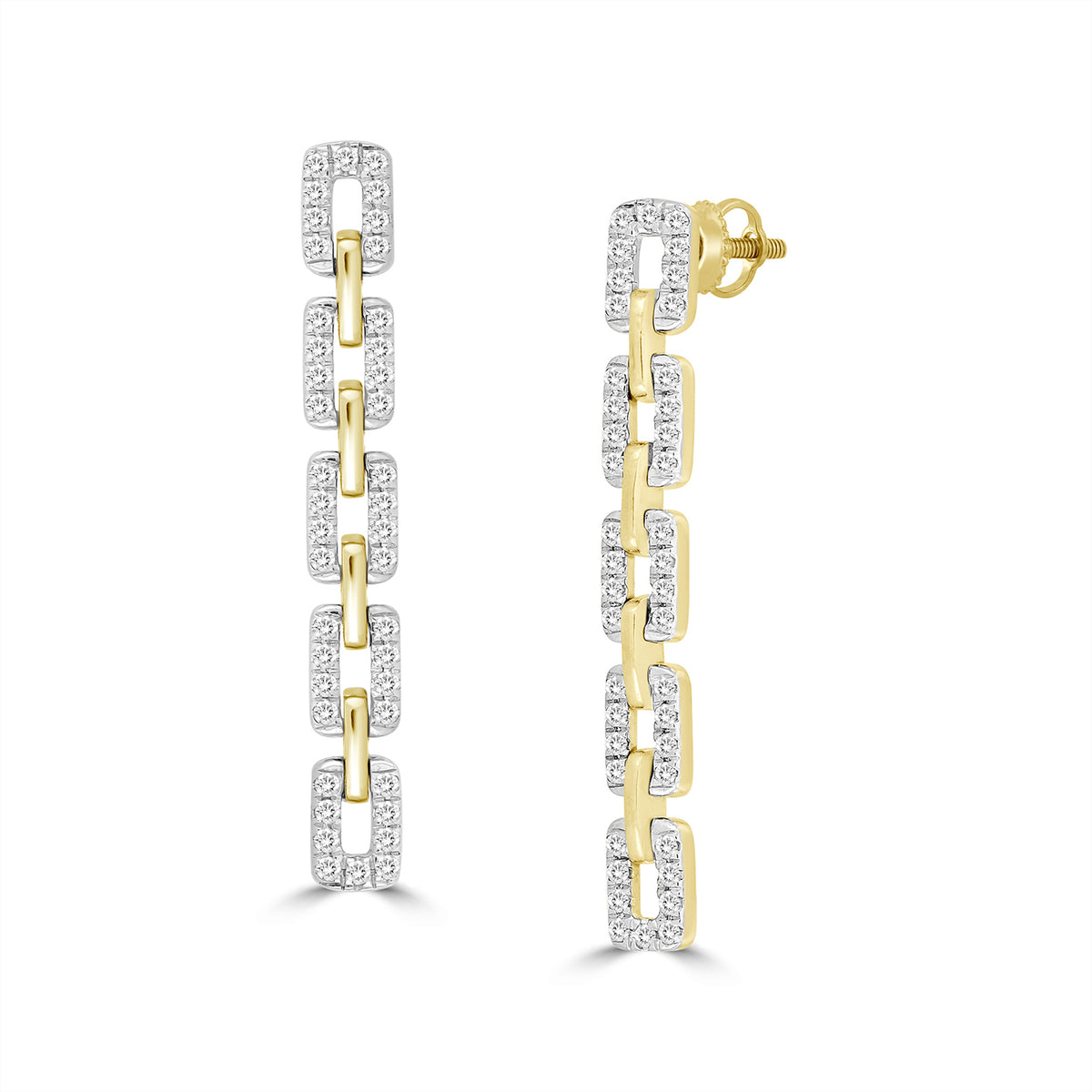 LADIES EARRINGS 0.50CT ROUND DIAMOND 10K YELLOW GOLD