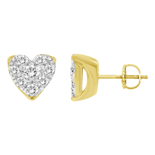 LADIES EARRING 0.25CT ROUND DIAMOND 10K YELLOW GOLD