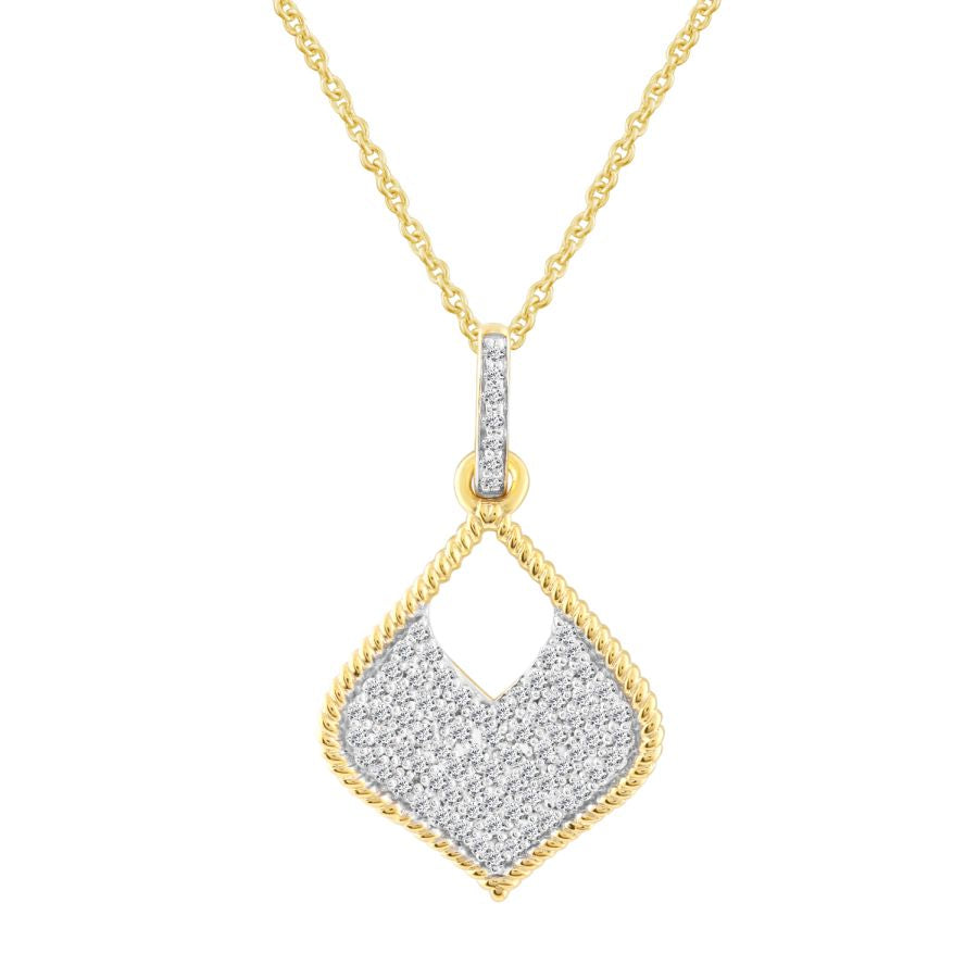 LADIES PENDANT WITH CHAIN 0.12CT ROUND DIAMOND 10K YELLOW GOLD