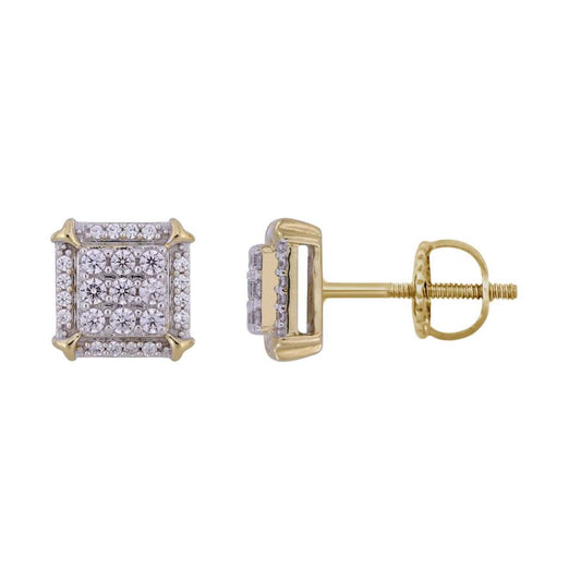 LADIES EARRINGS 0.25CT ROUND DIAMOND 10K YELLOW GOLD