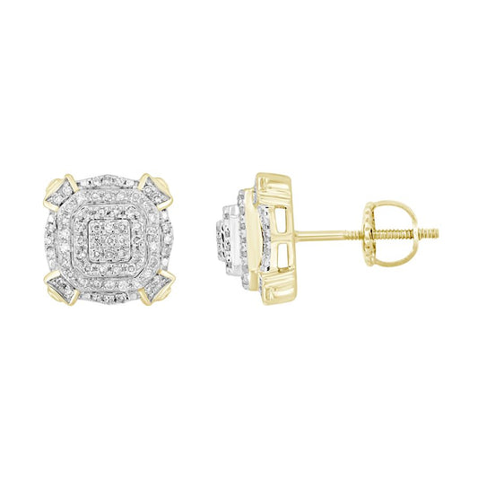 LADIES EARRINGS 0.25CT ROUND DIAMOND 10K YELLOW GOLD