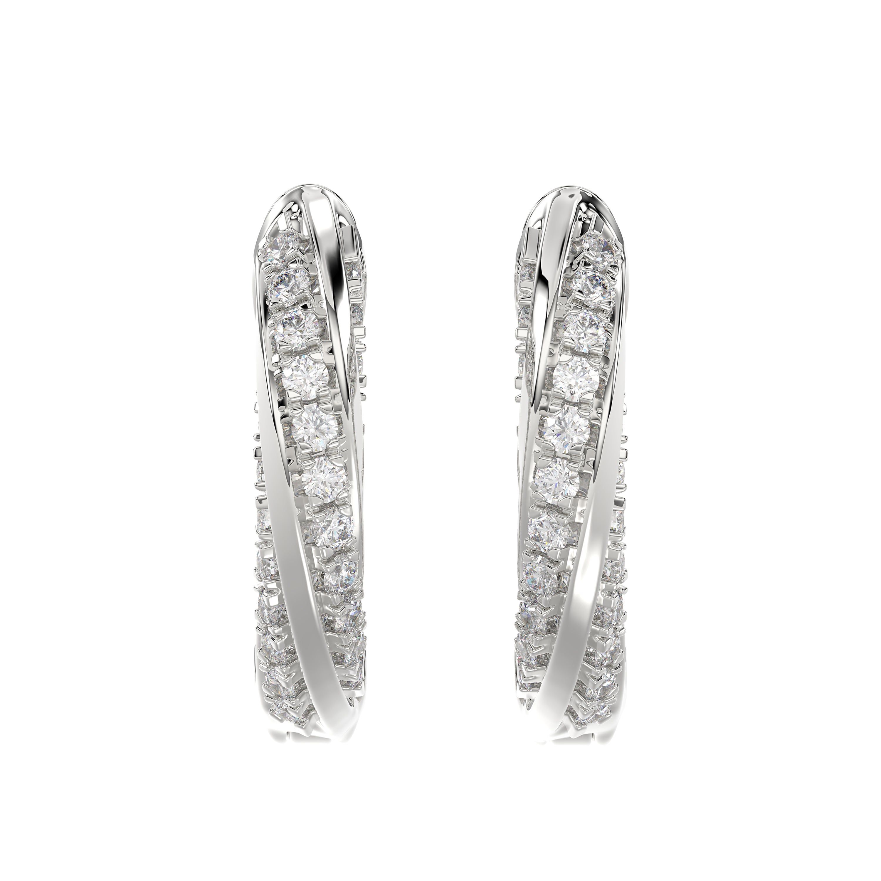 Elegant 10K White Gold Hoop Earrings Featuring 0.25Ct Round Diamonds With Brilliant Sparkle And Timeless Design. Perfect For Everyday Wear, Gifts, Ann