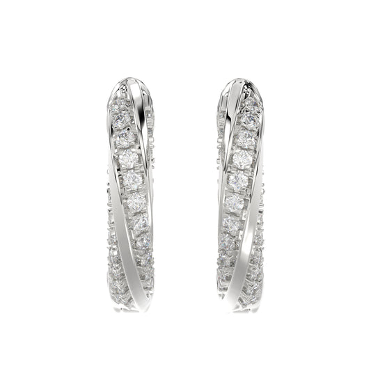 Elegant 10K White Gold Hoop Earrings Featuring 0.25Ct Round Diamonds With Brilliant Sparkle And Timeless Design. Perfect For Everyday Wear, Gifts, Ann