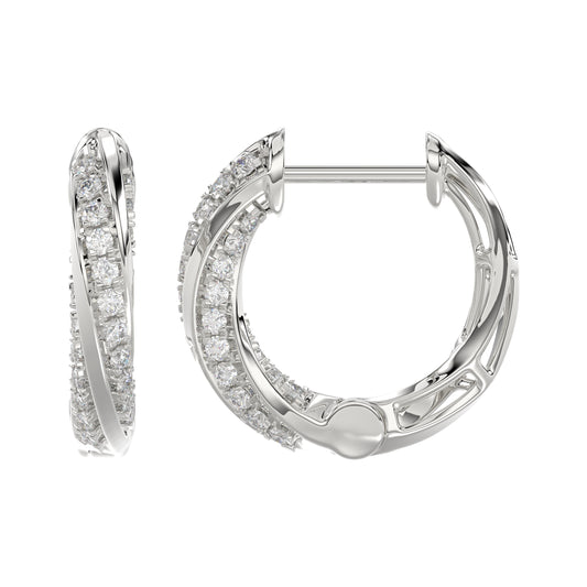 Elegant 10K White Gold Hoop Earrings Featuring 0.25Ct Round Diamonds With Brilliant Sparkle And Timeless Design. Perfect For Everyday Wear, Gifts, Ann
