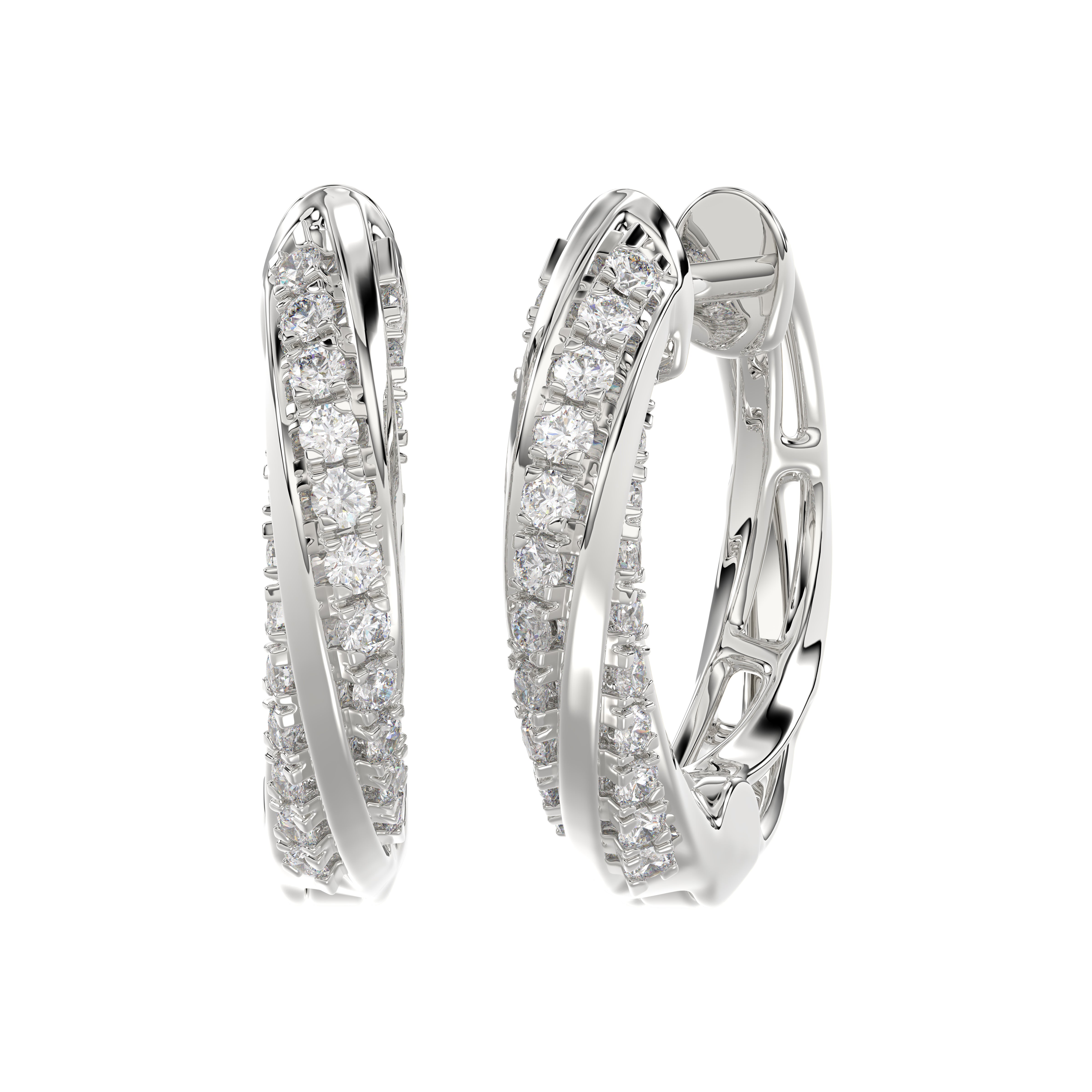 Elegant 10K White Gold Hoop Earrings Featuring 0.25Ct Round Diamonds With Brilliant Sparkle And Timeless Design. Perfect For Everyday Wear, Gifts, Ann
