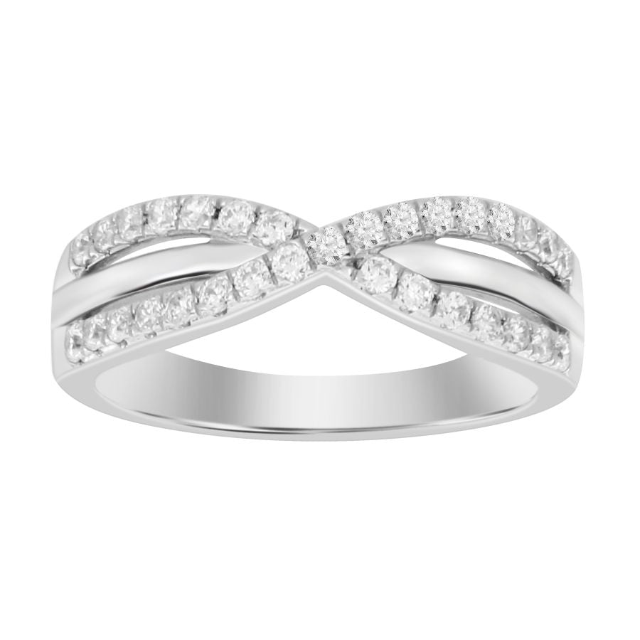 LADIES BAND 0.35CT ROUND DIAMOND 14K WHITE GOLD