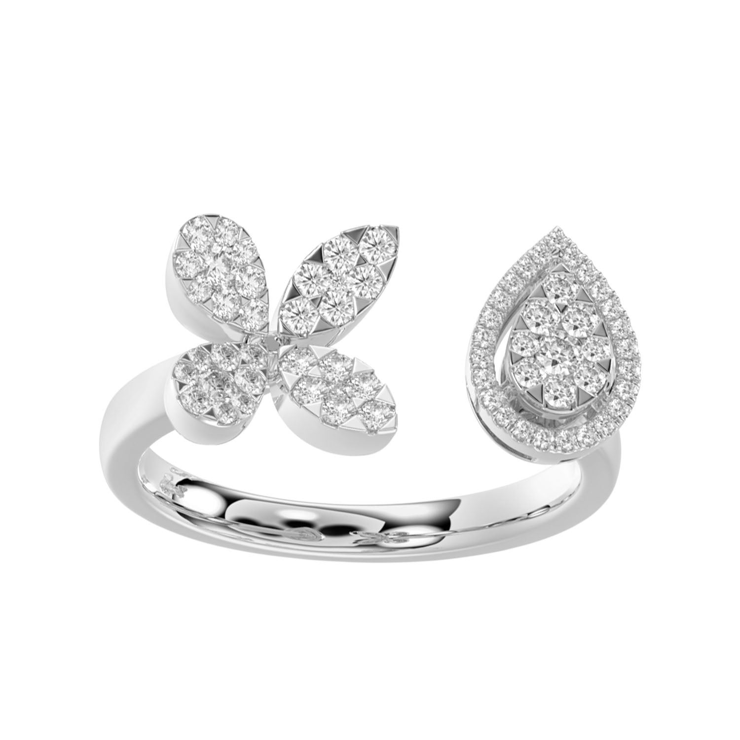 LADIES RING 0.45CT ROUND DIAMOND 14K WHITE GOLD