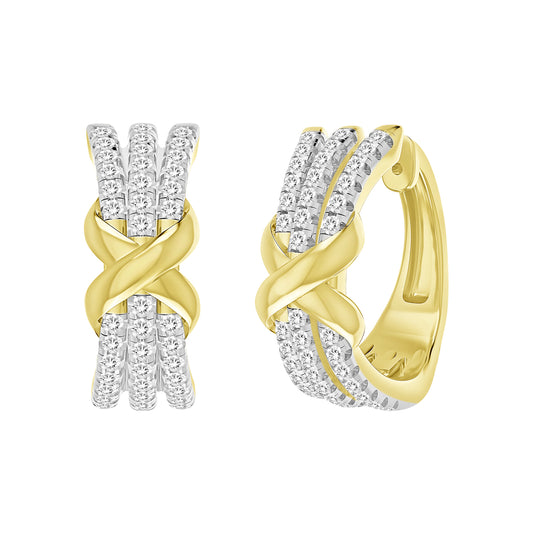 LADIES EARRINGS 0.33CT ROUND DIAMOND 14K YELLOW GOLD