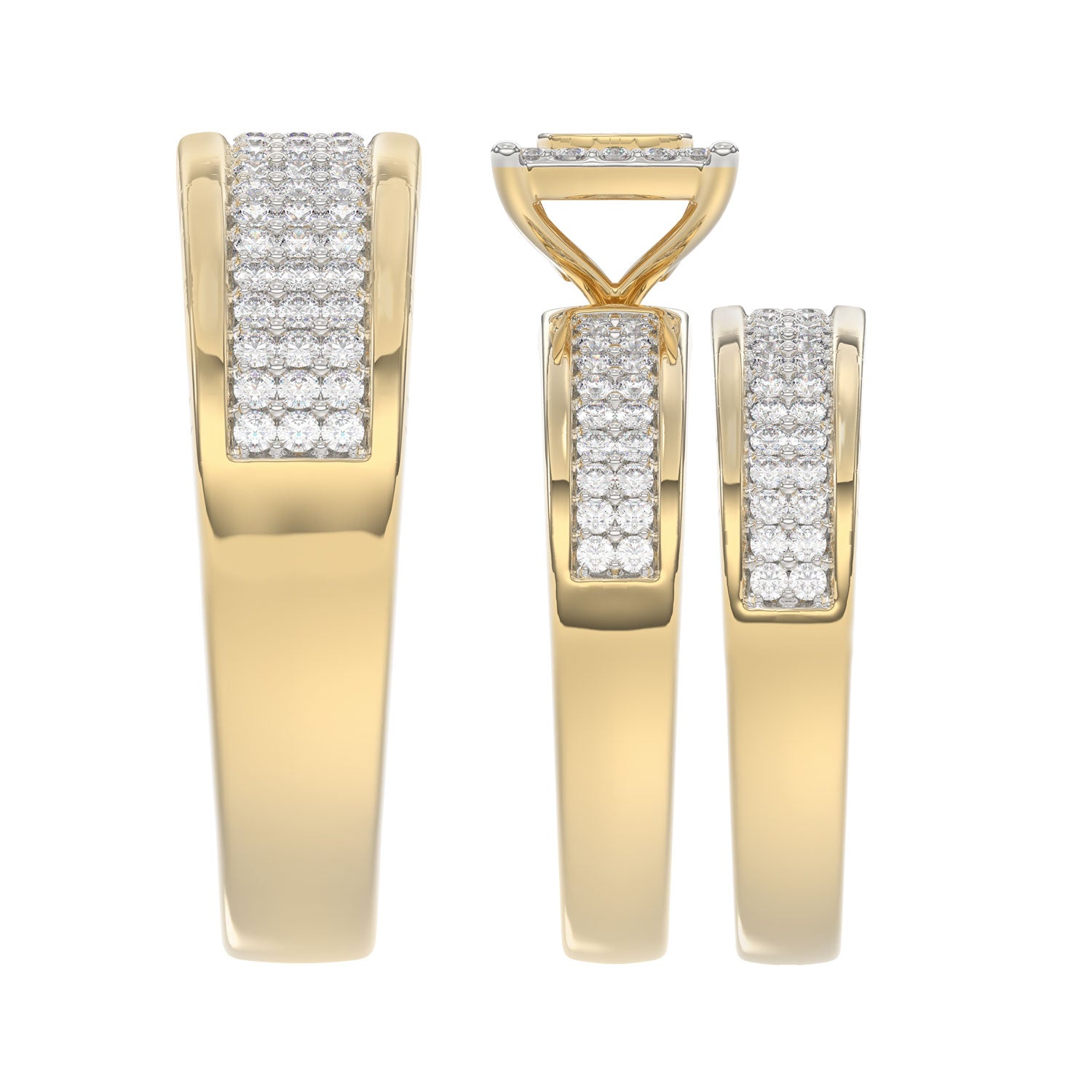 LADIES TRIO SET 1.00CT ROUND DIAMOND 10K YELLOW GOLD