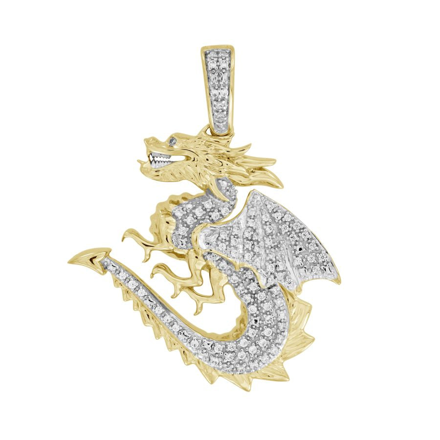 MEN'S CHARM 0.25CT ROUND DIAMOND 10K YELLOW GOLD