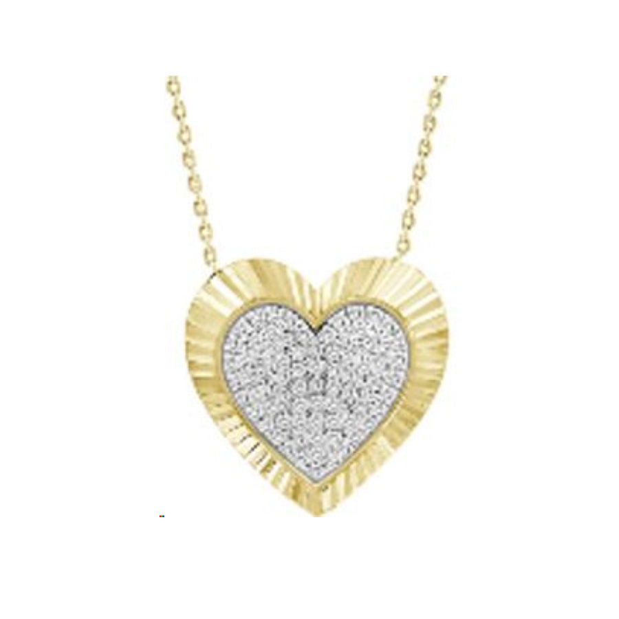 LADIES PENDANT WITH CHAIN 0.20CT ROUND DIAMOND 10K YELLOW GOLD