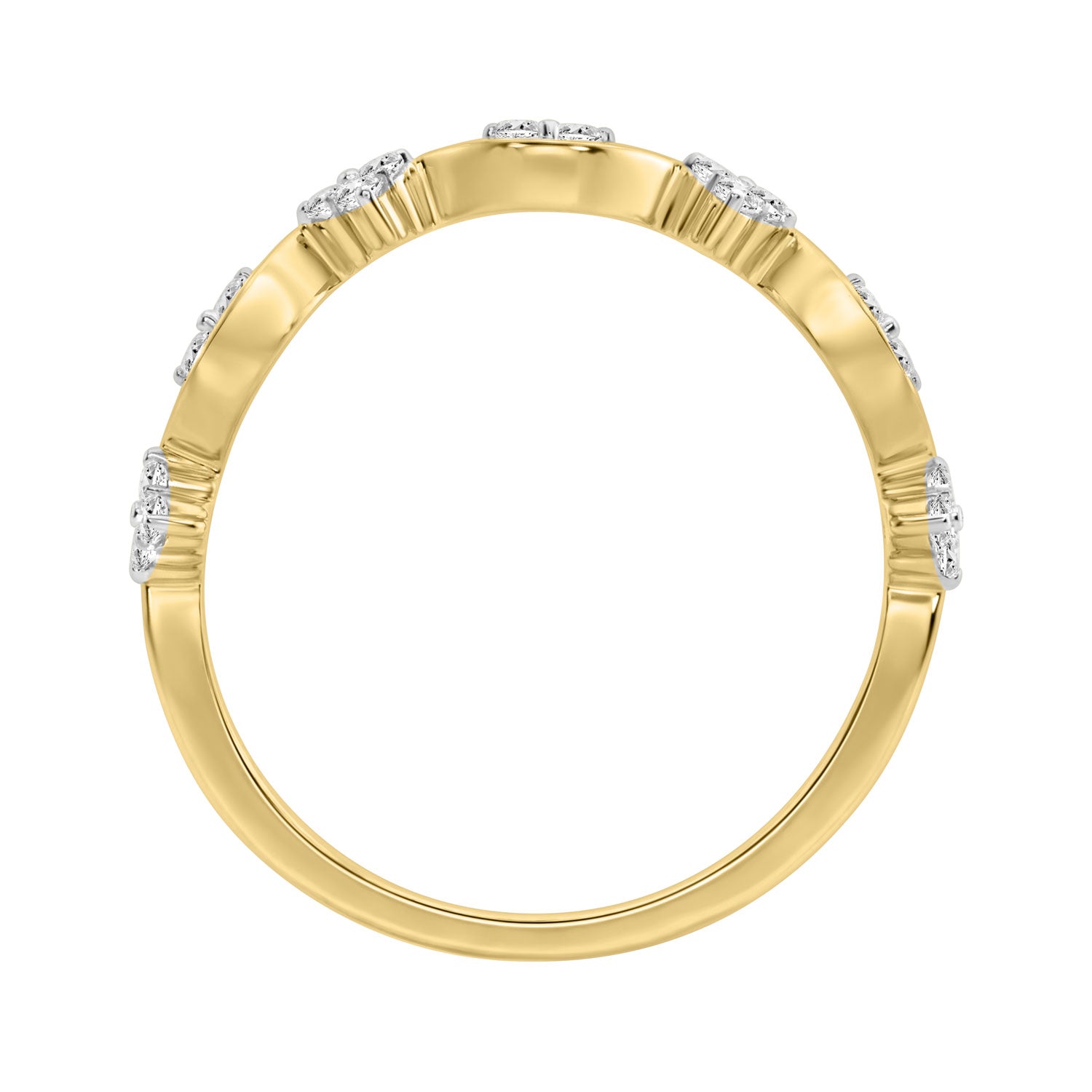Elegant 10K Yellow Gold Ladies Engagement Band With 0.16Ct Round Diamond
