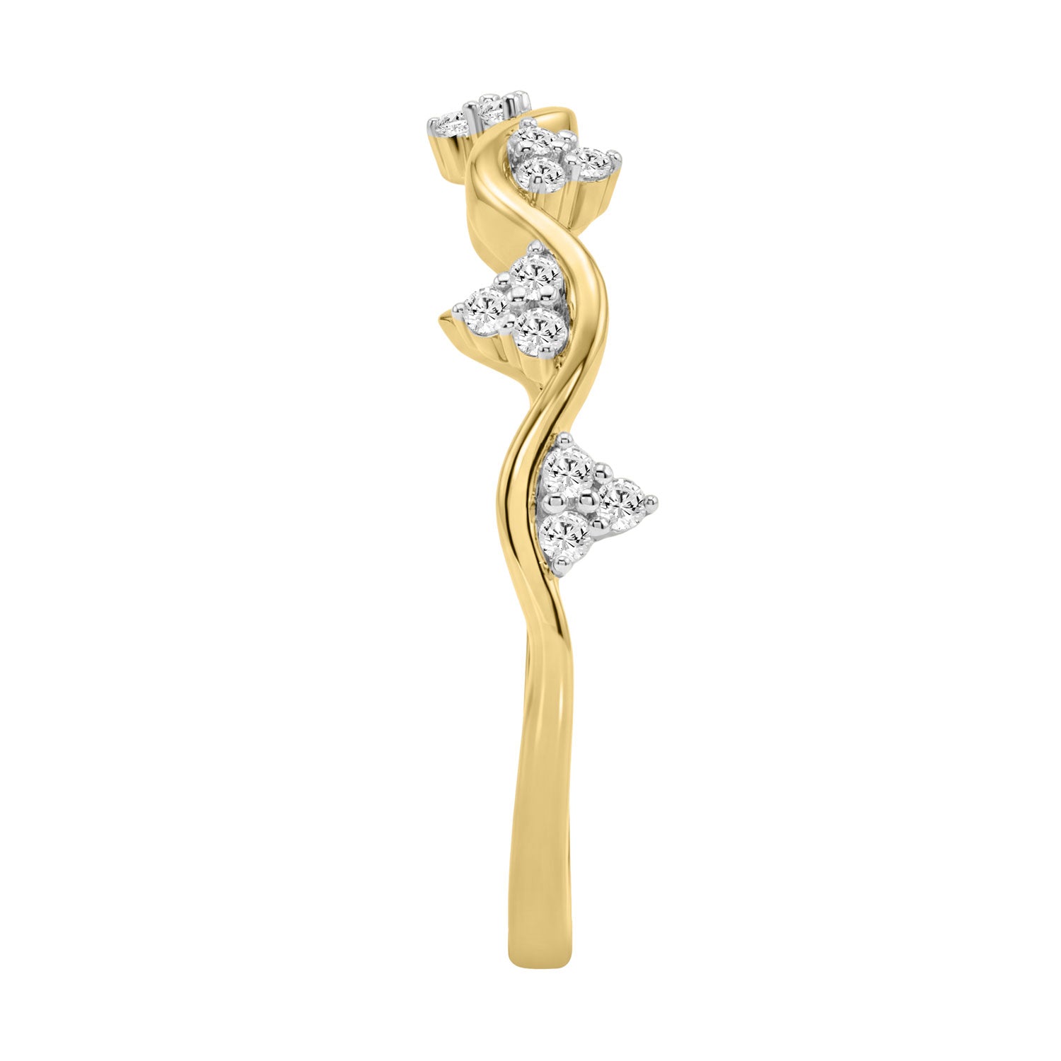 Elegant 10K Yellow Gold Ladies Engagement Band With 0.16Ct Round Diamond
