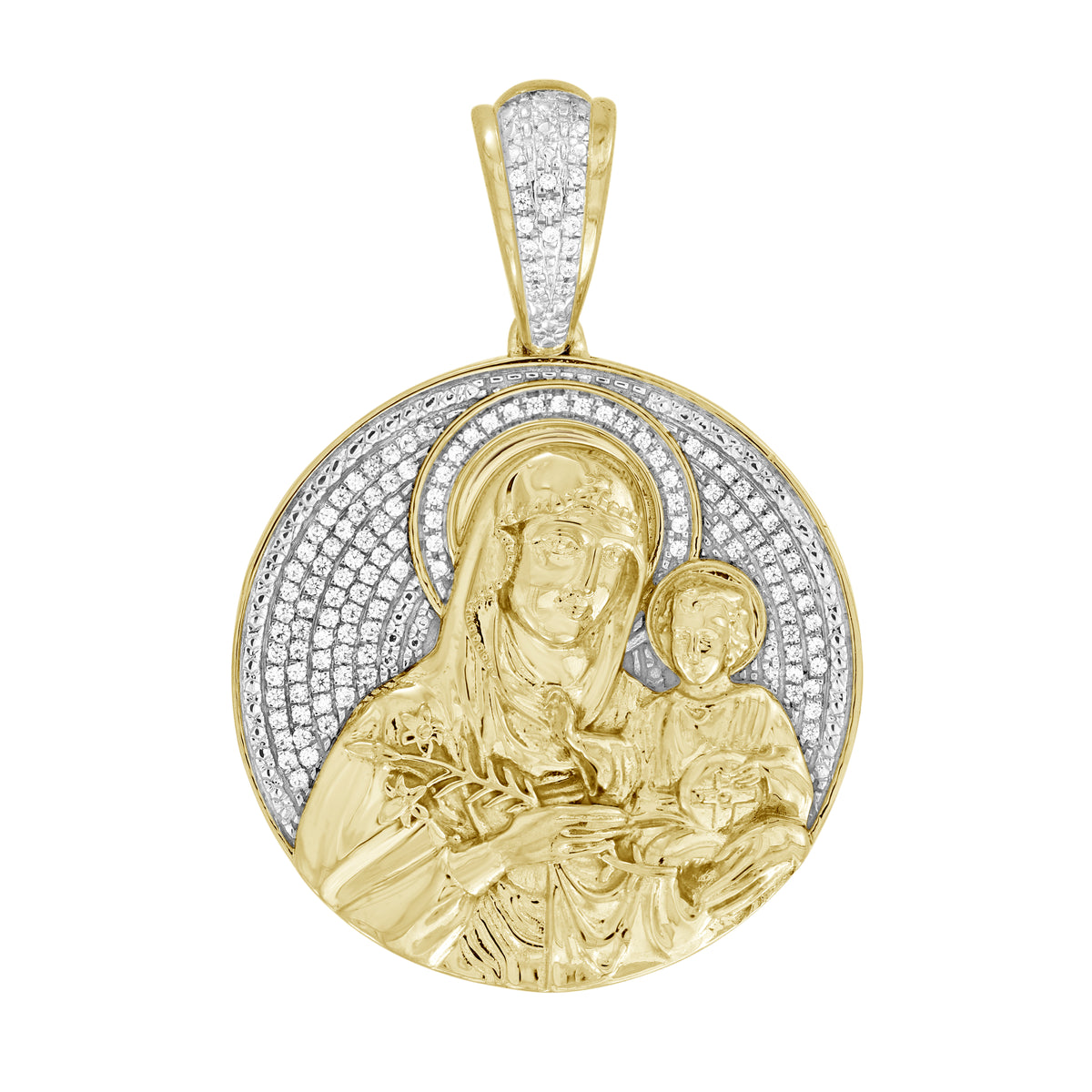 MEN'S CHARM PENDANT 0.25CT ROUND DIAMOND 10K YELLOW GOLD