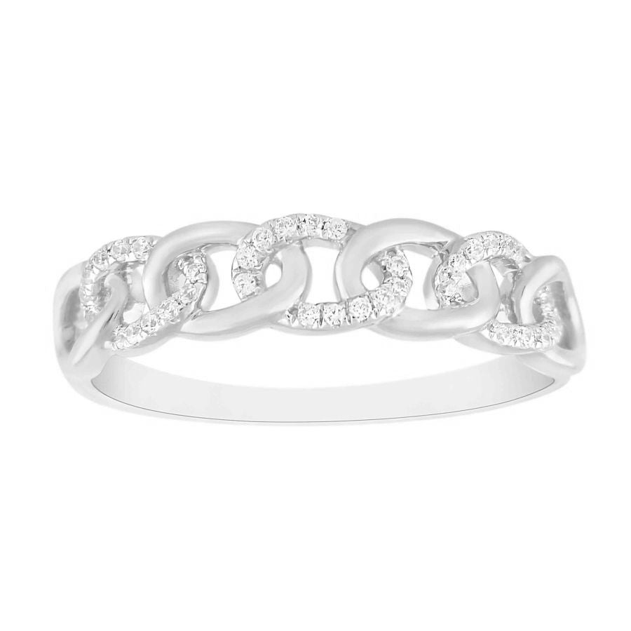 LADIES BAND 0.10CT ROUND DIAMOND 14K WHITE GOLD (SI QUALITY)